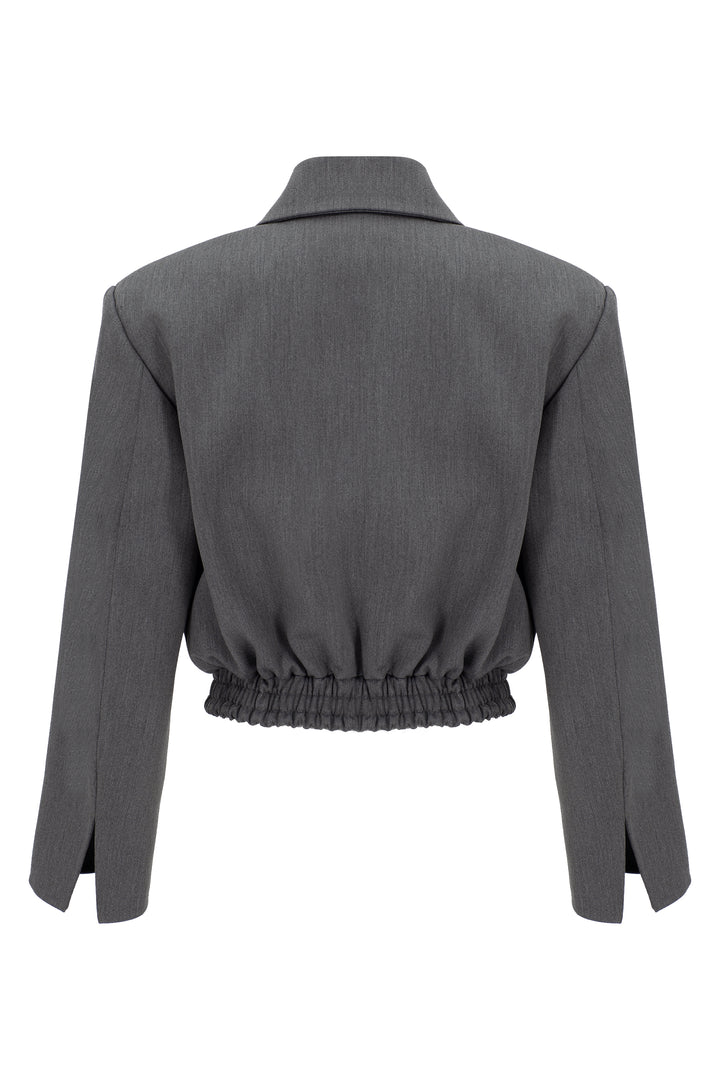GRİ KISA BOMBER CEKET