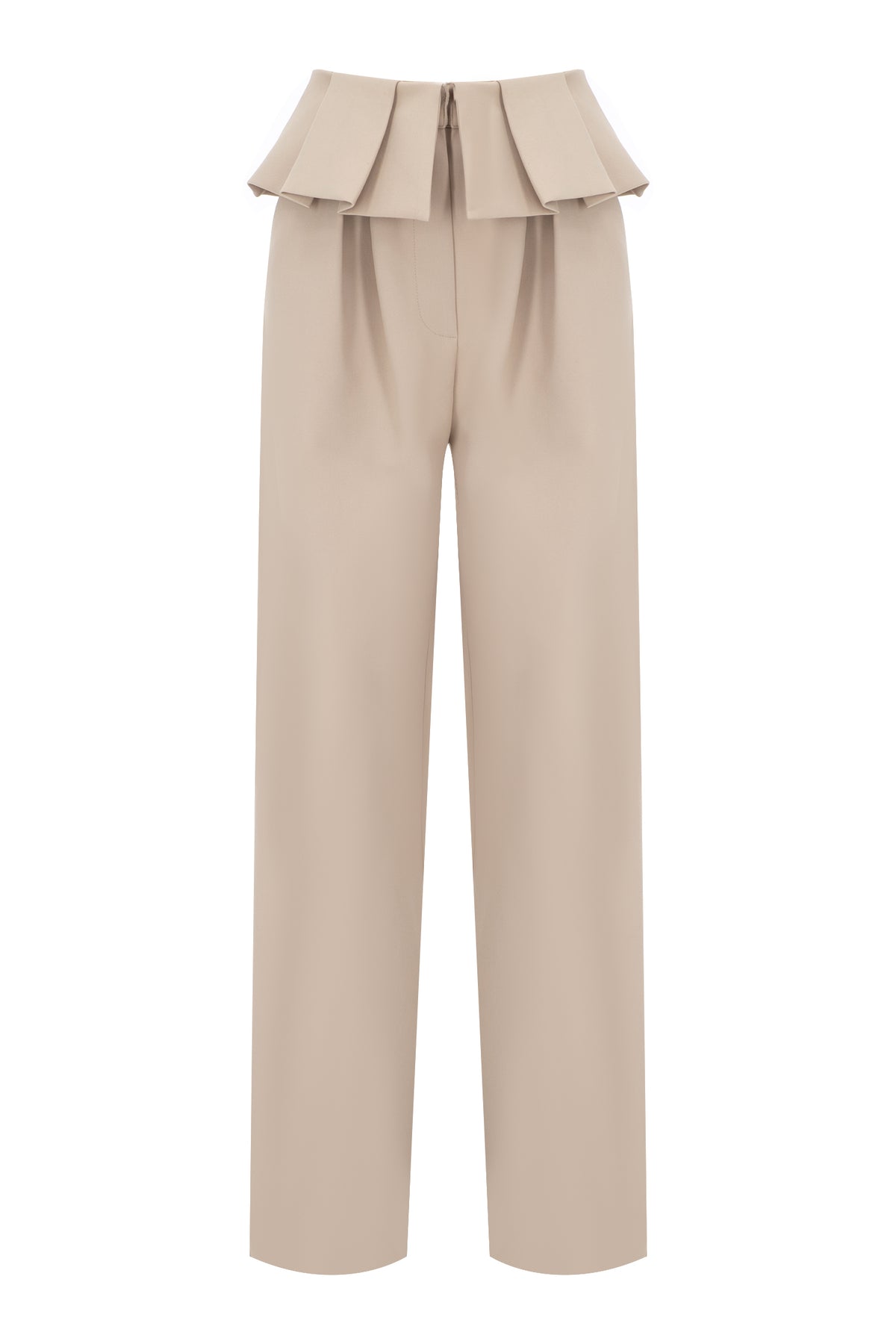 Ruffle Bej Pantolon