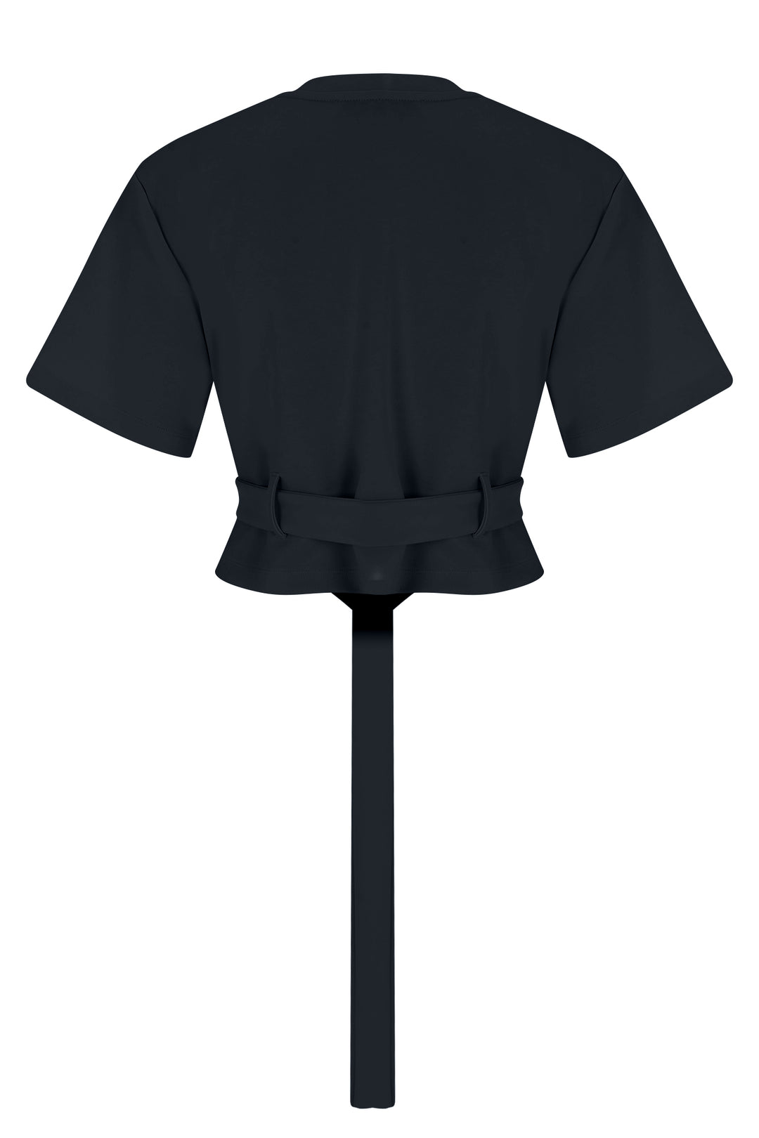 Siyah Bağlama Detaylı Crop Tişört