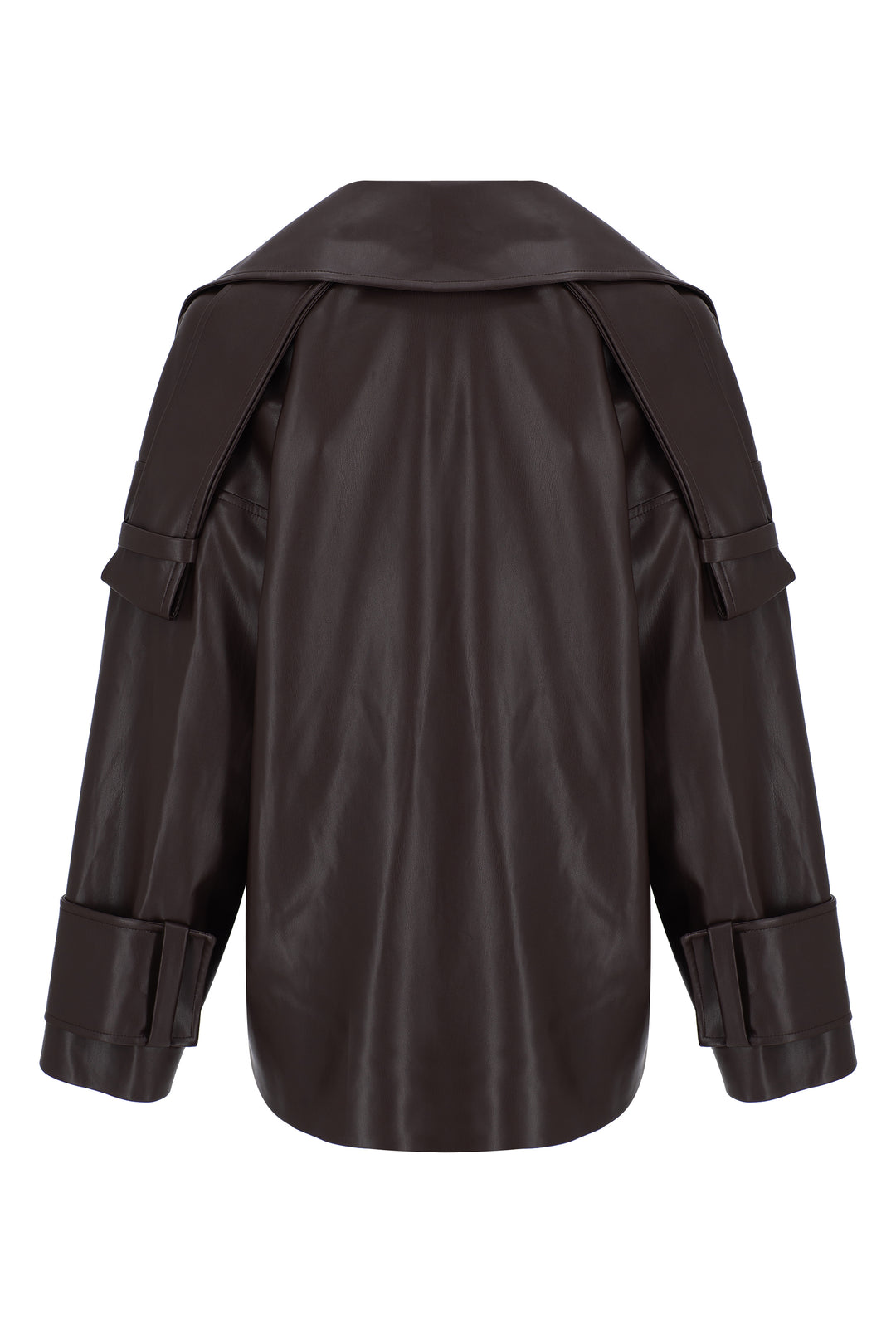 KAHVERENGİ VEGAN DERİ OVERSIZED CEKET