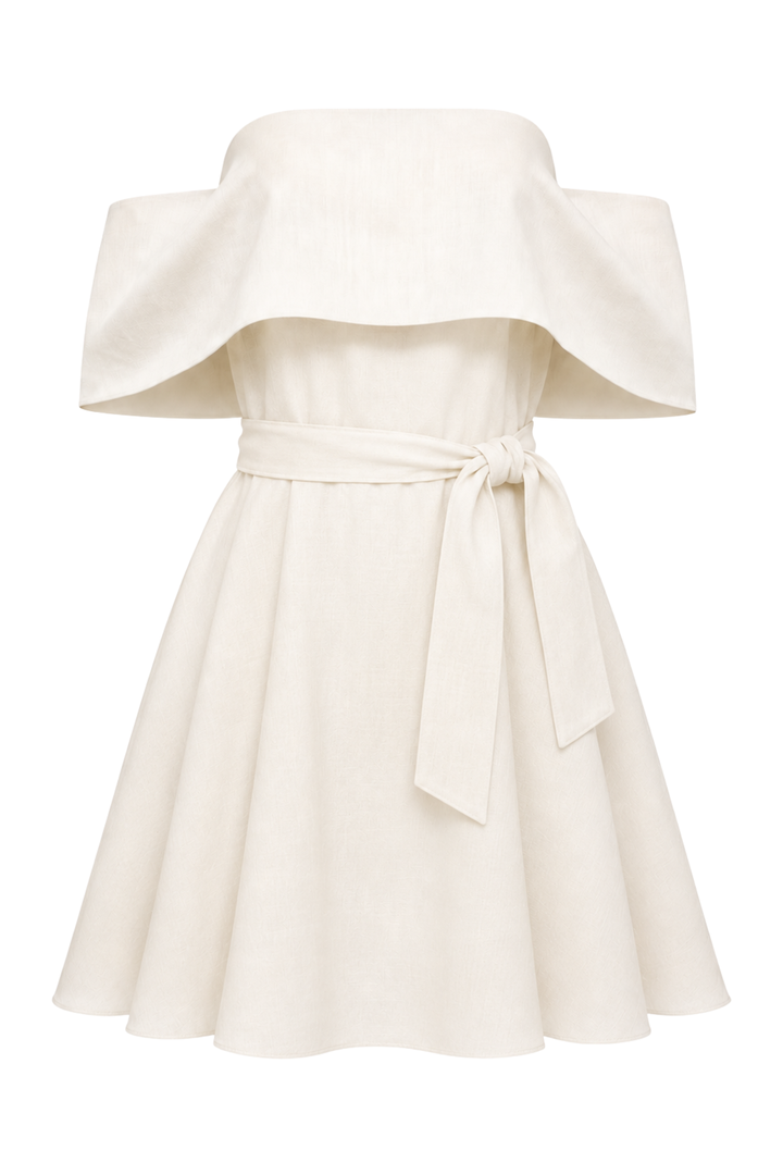 Vittoria Ekru Mini Elbise