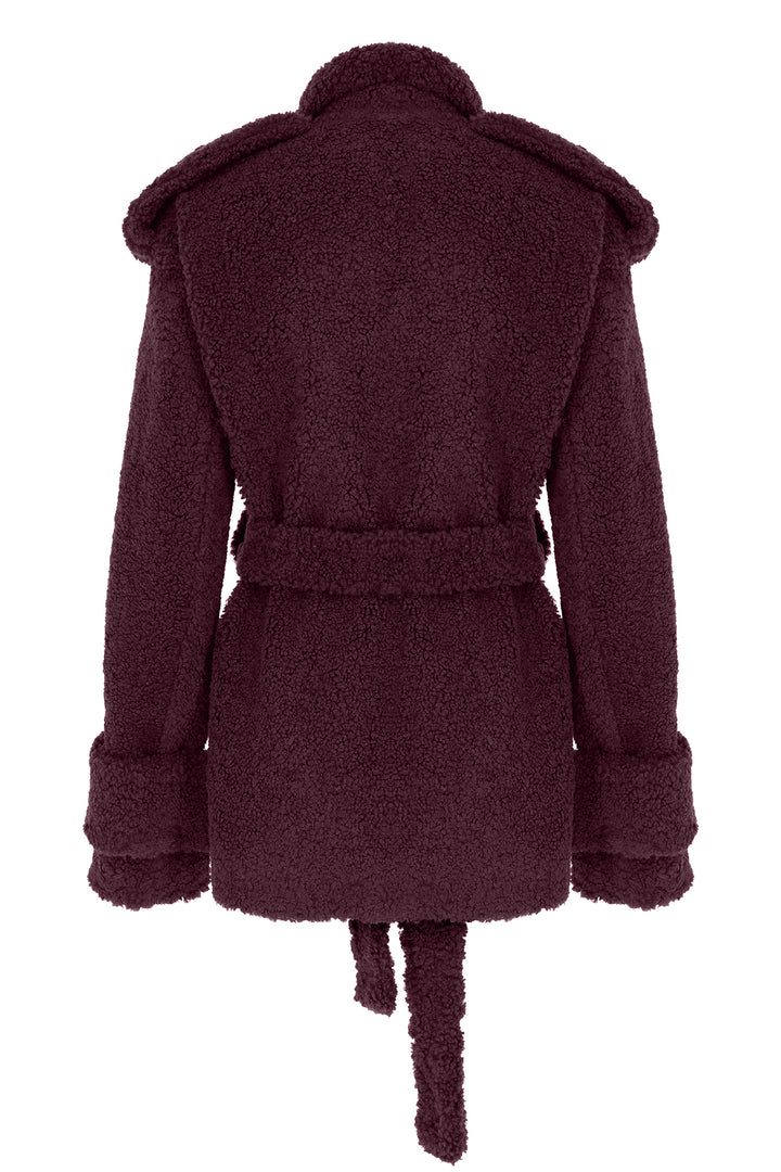 BORDO BAĞLAMA DETAYLI TEDDY KABAN