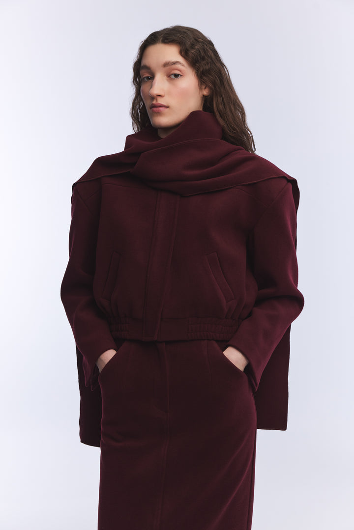 BORDO KAŞE ARKASI YIRTMAÇLI MİDİ ETEK