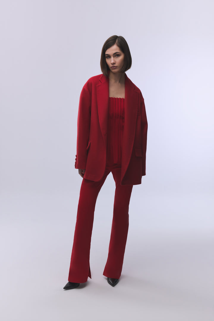 KIRMIZI OVERSIZE KAŞE BLAZER CEKET