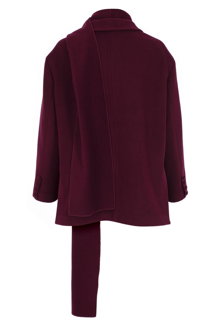 BORDO ŞAL DETAYLI KAŞE BLAZER CEKET