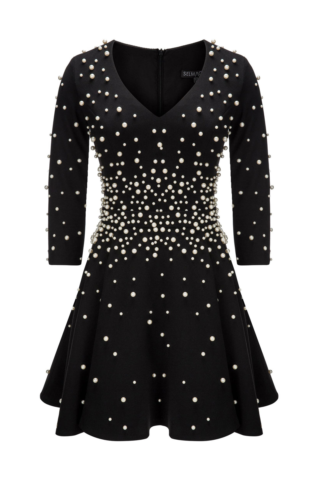 Siyah V-Yaka, Uzun-Kol, Mini Elbise