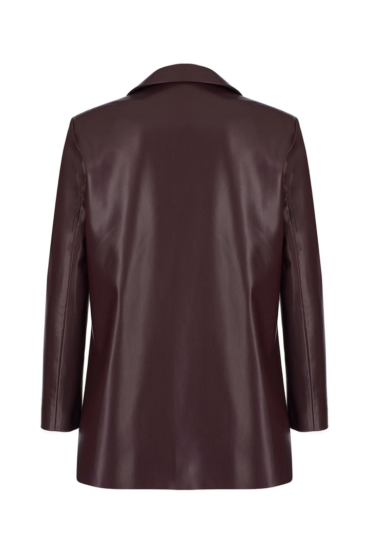 Bordo Vegan-Deri Blazer Ceket