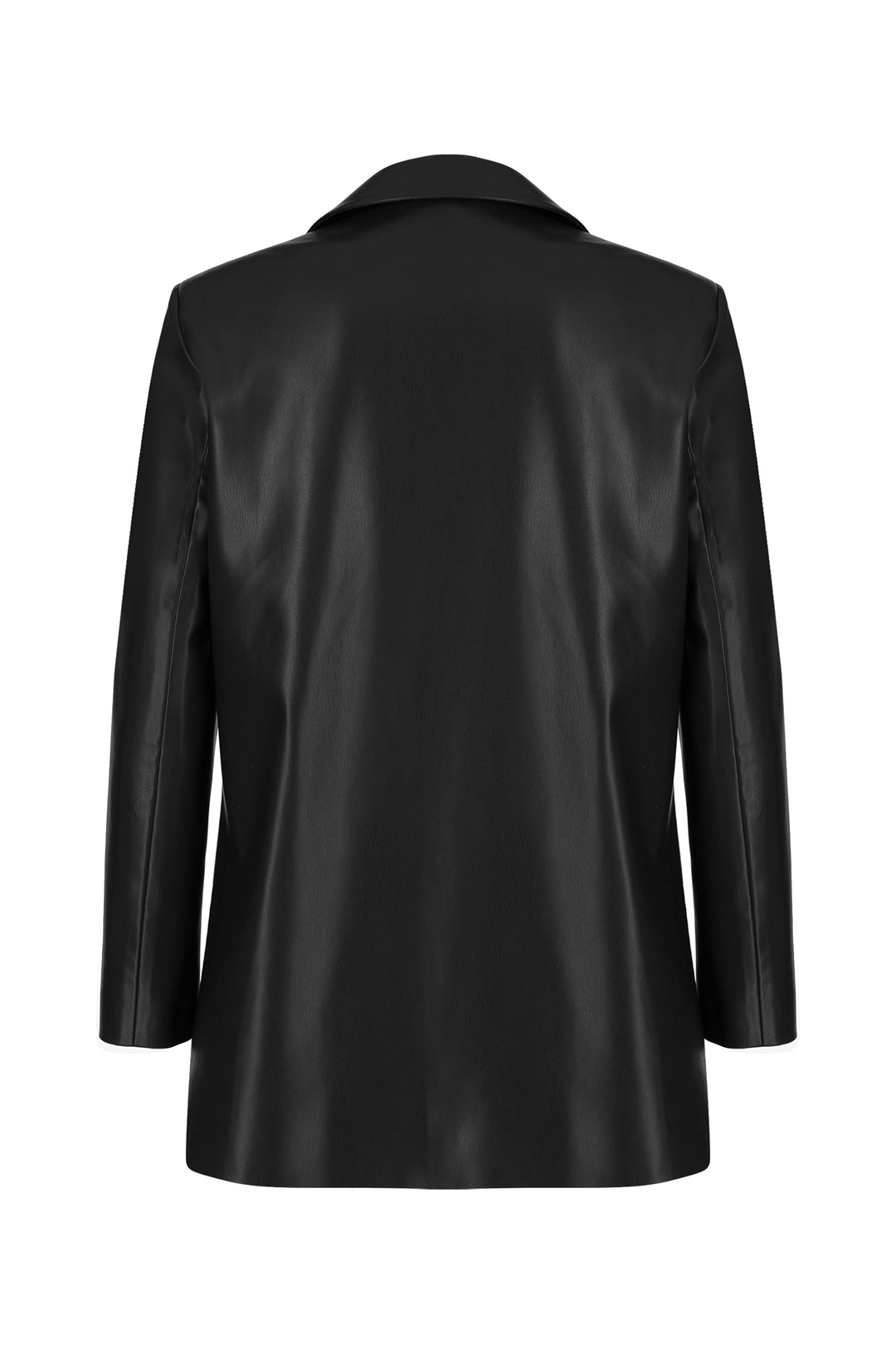 Siyah Vegan-Deri Blazer Ceket