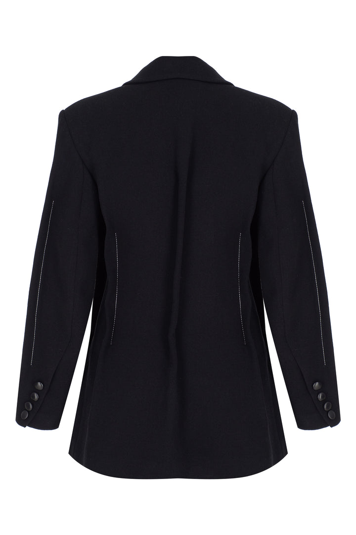 Siyah Dikiş Detaylı Blazer Ceket