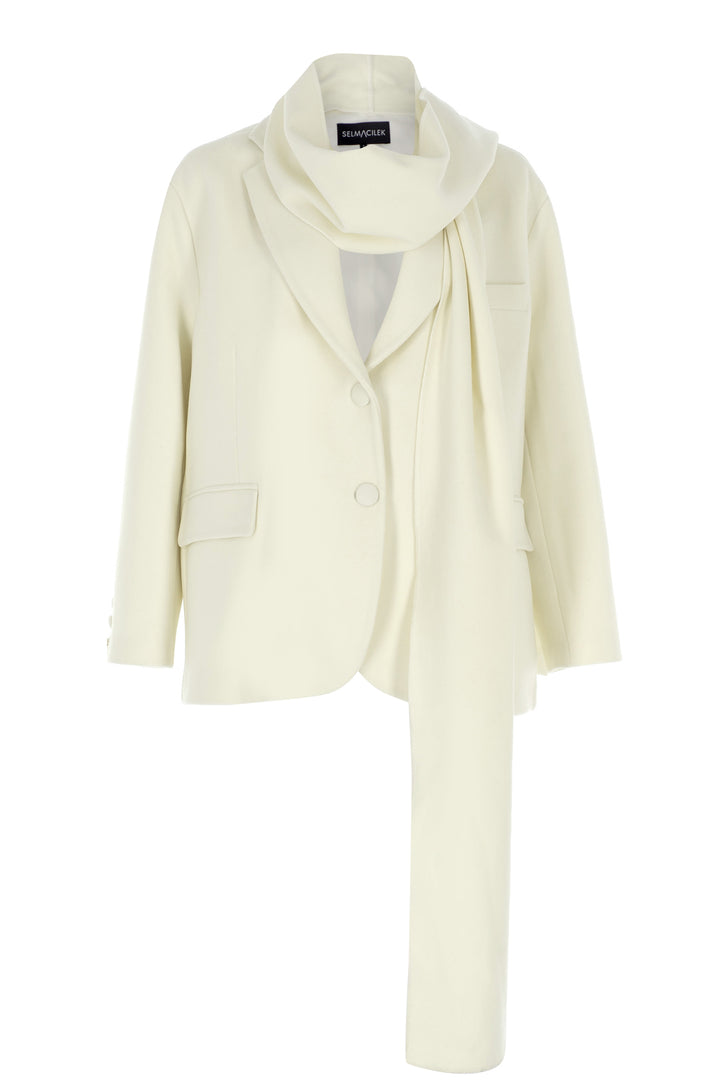 EKRU ŞAL DETAYLI KAŞE BLAZER CEKET
