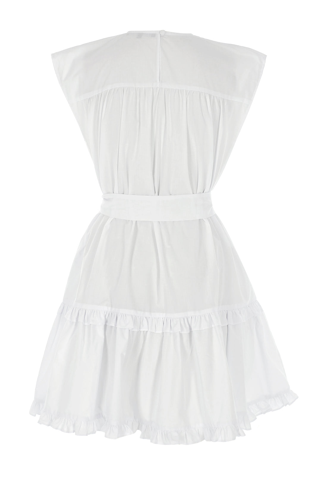 Beyaz Kuşaklı Poplin Mini Elbise