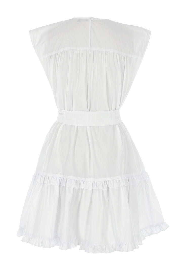 Beyaz Kuşaklı Poplin Mini Elbise