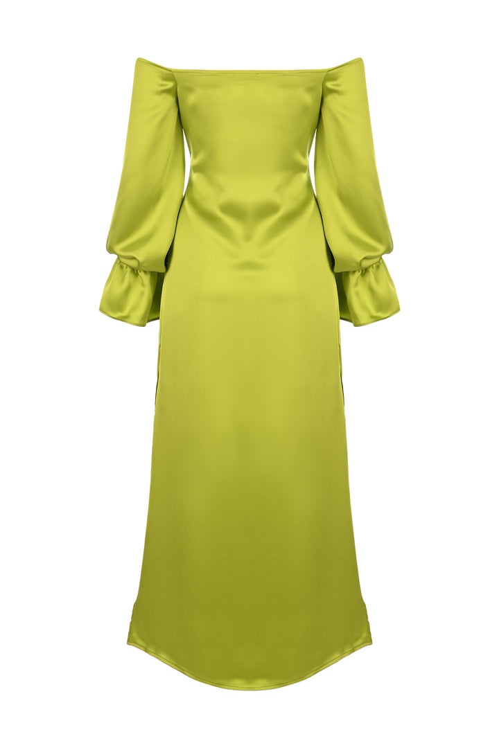 Straplez Kemer Detaylı Midi Kaftan Elbise