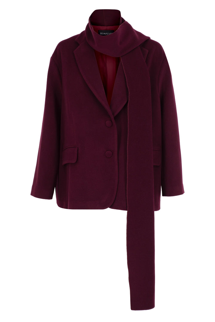 SİYAH ŞAL DETAYLI KAŞE BLAZER CEKET